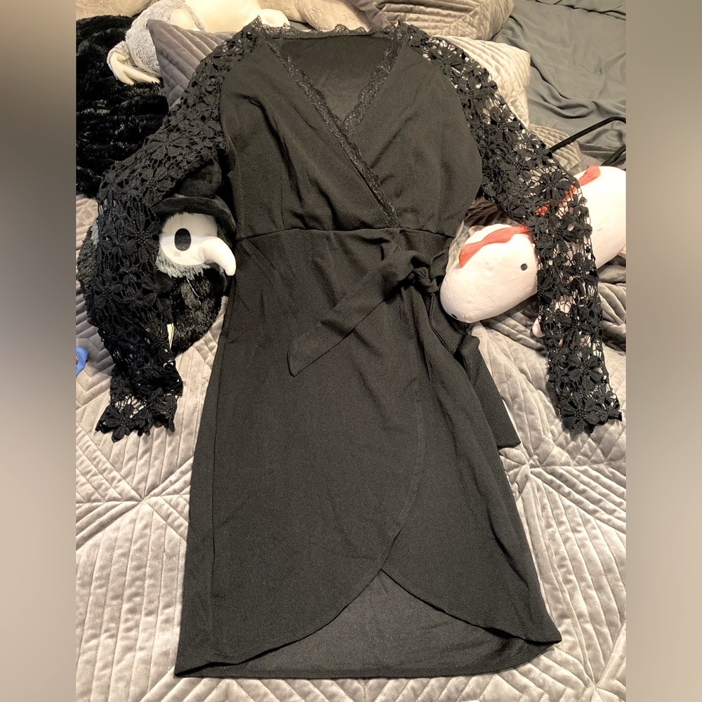 Black Gothic Wrap Dress